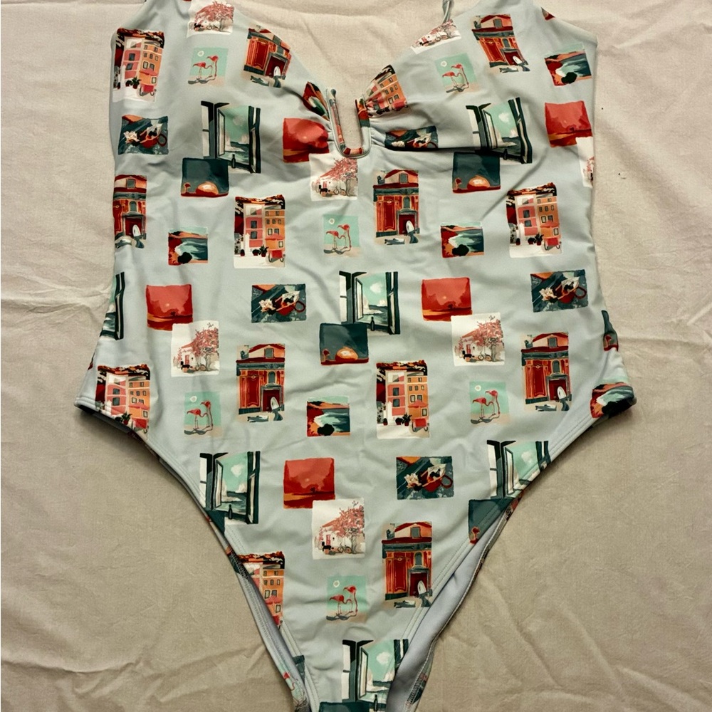 Abercrombie & Fitch U Wire One Piece Swimsuit, light blue pattern